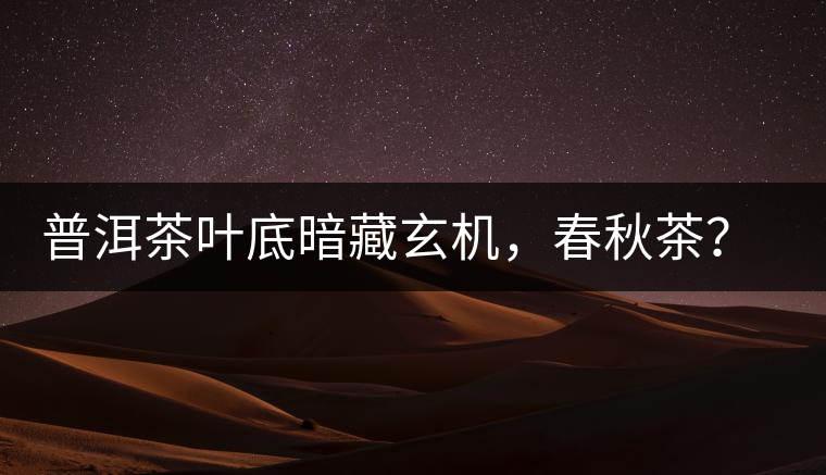 普洱茶葉底暗藏玄機(jī)，春秋茶？大樹(shù)茶？野生茶？班章料？你讀懂了嗎？