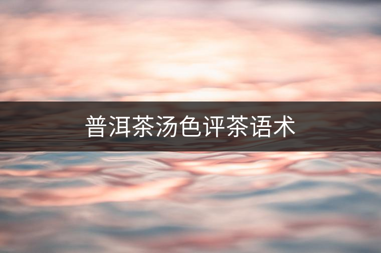 普洱茶湯色評茶語術 普洱茶湯色評茶語術