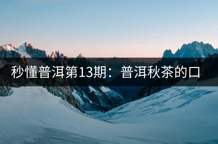 秒懂普洱第13期：普洱秋茶的口感特點(diǎn)？