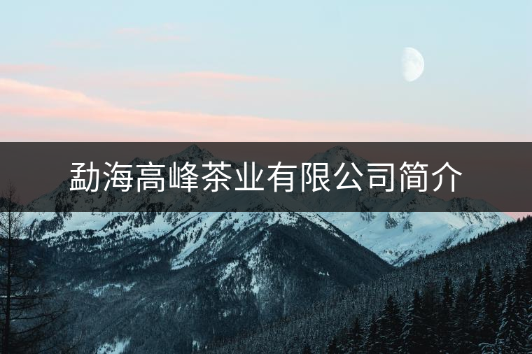 勐海高峰茶業(yè)有限公司簡介 勐海高峰茶業(yè)有限公司簡介